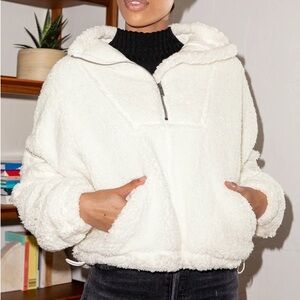 Free people white Nantucket quarter zip pullover fleece